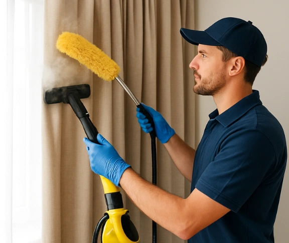 Trusted curtain steam cleaning technician Matty Curtain Cleaning grange QLD